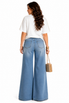 Butterfly Bliss Denim Palazzo Set(Blue)
