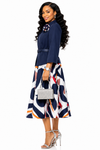Royal Elegance Jacket & Midi Dress Set(Dark blue)