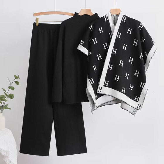 Luxe “H Monogram” Knit 3-Piece Set