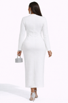 crystal-embellished bodycon dress(White)