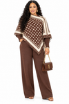PREORDER 35 -BROWN 3-PIECE  KNIT PANT SET