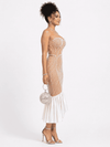 Champagne Pearl Illusion Mermaid Bandage Dress