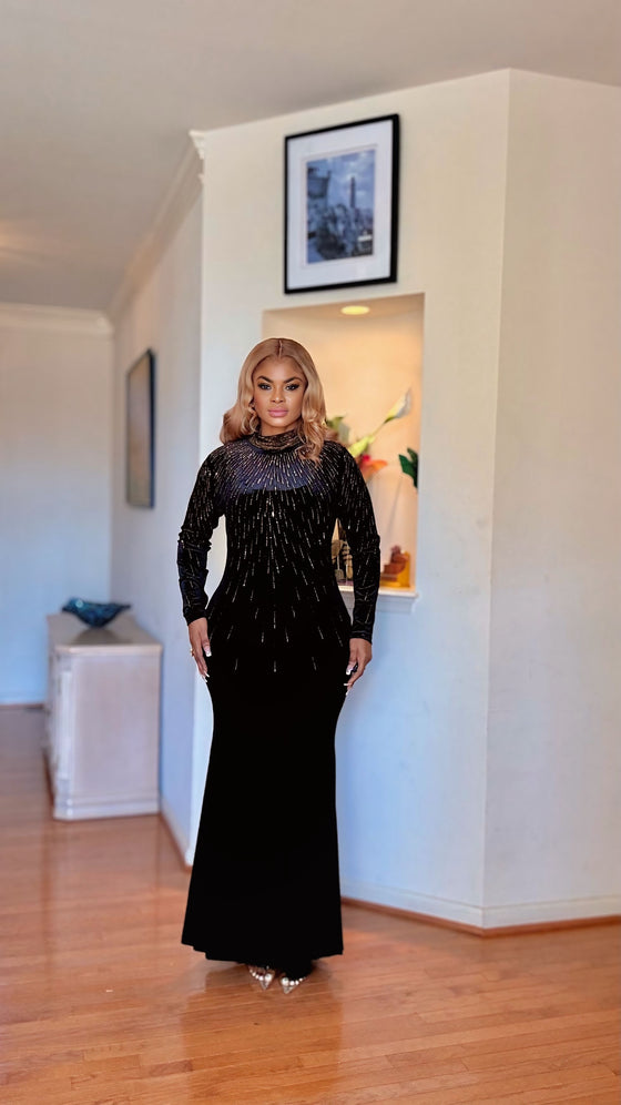 Starlight Radiance Velvet Gown(BLACK)