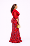 Ruby Luxe Rhinestone Maxi Dress – Red | Made in Turkey