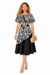 Midnight Zebra Grace Dress(Black/white)