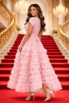 Luxe Tiered Ruffle Maxi Dress(soft pink)