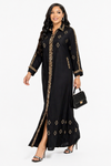 Midnight Luxe Leopard Trim Shirt Maxi Dress