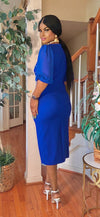 Short sleeve rhinestone maxi dress(Royal blue )