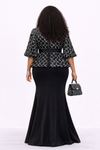 Aurelia Empress Couture Maxi Dress | Luxury Peplum Puff Sleeve Evening Gown(Black)