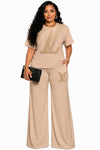 Royal Luxe Crystal Pant Set(Tan )