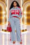CHIC 07 DENIM CARGO PANT SET(LT BLUE)