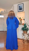 LONGSLEEVE PLEATED/PEPLUM MAXI DRESS(ROYAL BLUE)