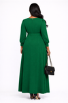 Regal Flow Belted Maxi Dress(Green)