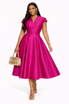 Royal Aura Taffeta Midi Dress(Pink)
