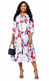 Blooming Grace Floral Midi Dress(red)