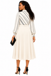 Executive Elegance Bow Midi Dress(Cream)