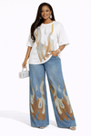 Flame Queen Rhinestone Denim Set