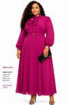 Elegance Belted Maxi Dress(Fuchsia pink)