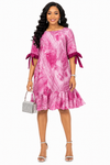 Chic Impression Ruffle Midi Dress(Pink)