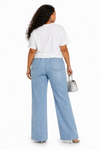 Chic Ribbon Luxe Denim Palazzo Set
