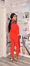 Savanna Luxe Sparkle Jogger Set” (Red)