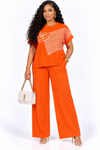 PREORDER 05 – ORANGE 2- PIECE KNIT PANT SET