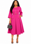 Sophisticated Grace Midi Dress(pink)