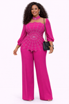 Queen’s Aura Embellished Palazzo Set(Pink)
