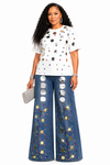 2-piece Luxe Mirror Disc Denim Set