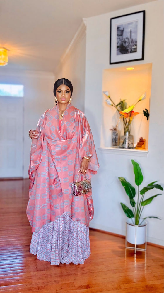 Pink Draped Blouse & Pleated Skirt Set 🌸✨