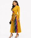 Aurora Sculpt Pleated MIYAKI Dress(Mustard)