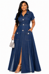 Denim Elegance Maxi Dress