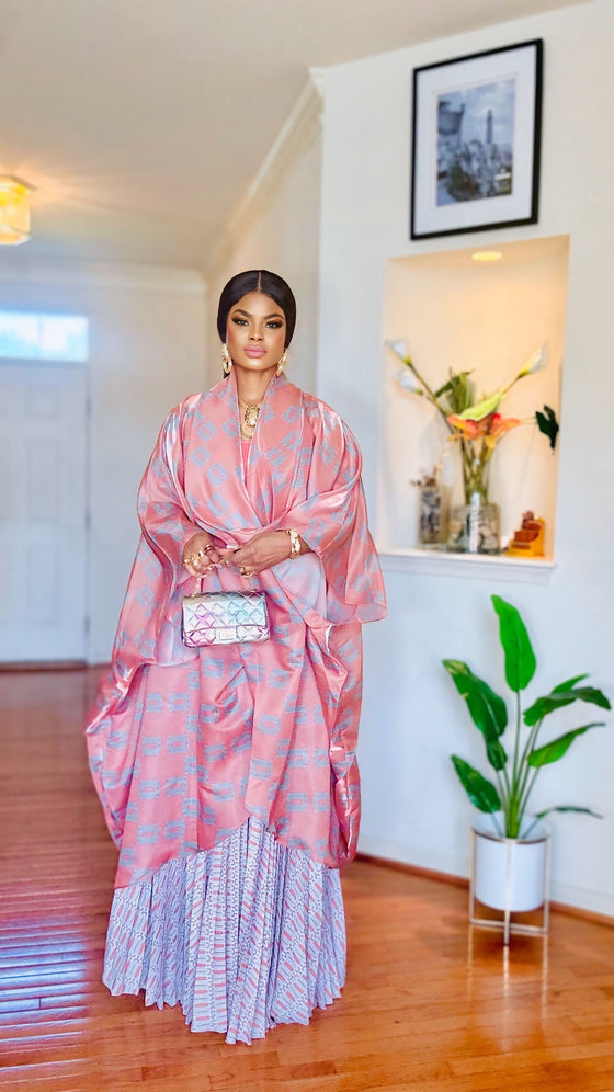 Pink Draped Blouse & Pleated Skirt Set 🌸✨
