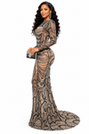 Pearl Majesty Sheer Couture Gown(Black)