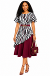 Wine Zebra Luxe Midi Dress