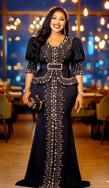  Black Empress Couture Beaded Mermaid Gown