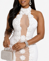 Ivory Bloom Illusion Bandage Dress