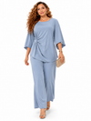 Misty Blue Elegance Pant Set(Dusty blue)