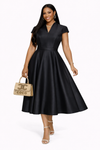 Royal Aura Taffeta Midi Dress(Black)