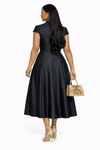 Royal Aura Taffeta Midi Dress(Black)