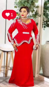 Red Empress Couture Beaded Mermaid Gown