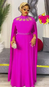 CAPE/FLOWY GEMSTONE BELTED DRESS(PINK)