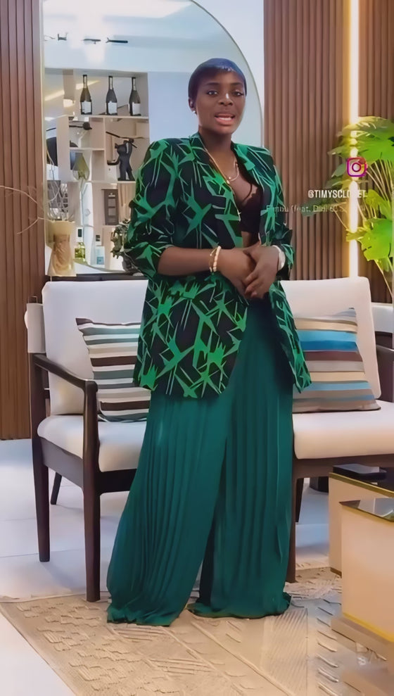 Green Geometric Power Blazer