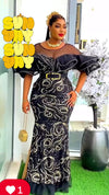 Black/Gold Royal Ruffle Couture Maxi Dress