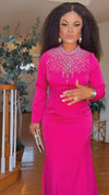 Gemstone longsleeve floorlength maxi dress(pink)