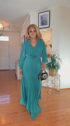 BELTED LONGSLEEVE MAXI DRESS(DARK GREEN)