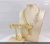 24K THREE TONE FLOWER GOLD JEWELRY SET