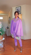 2 piece cape top/ pant set(lilac)