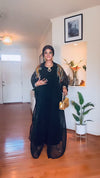 Black Sleeveless Dress with Rhinestone Mesh Jacket ✨🖤