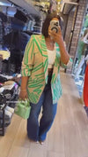 Bold Print Contrast Blazer(Green)